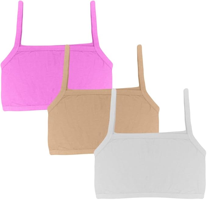 Dressably Teen Solid Beginner Bras,Sports Bras,Teenager Bra for Girls/Kids Half Slip & Croped Camisole Pack of 3