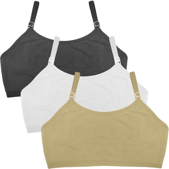 Dressably Cotton Solid Beginner Bras For Girls/Kids: Pack Of 3 Half Slips & Camisoles (L)