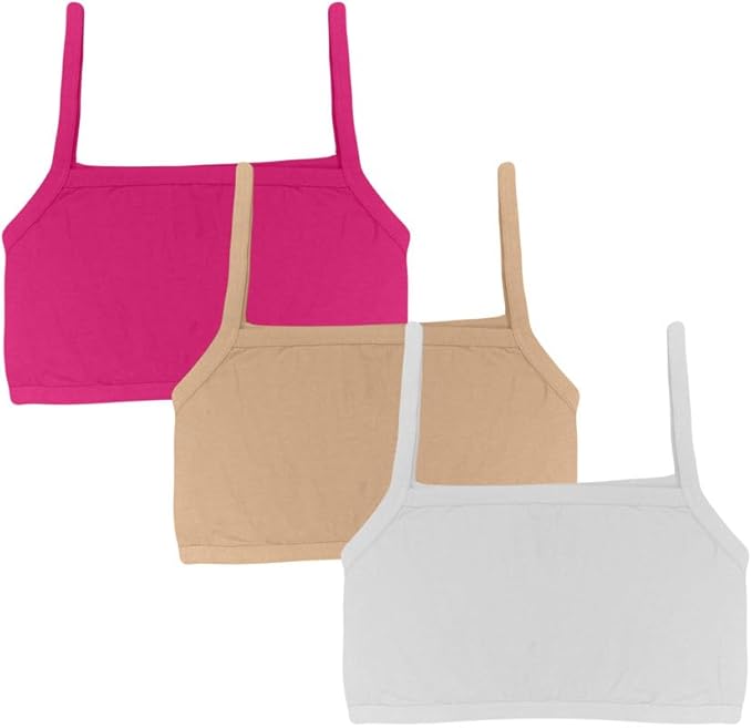 Dressably Teen Solid Beginner Bras,Sports Bras,Teenager Bra for Girls/Kids Half Slip & Croped Camisole Pack of 3