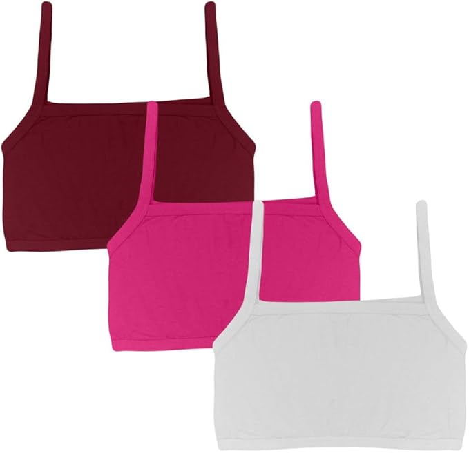 Dressably Teen Solid Beginner Bras,Sports Bras,Teenager Bra for Girls/Kids Half Slip & Croped Camisole Pack of 3