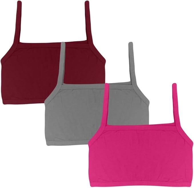 Dressably Teen Solid Beginner Bras,Sports Bras,Teenager Bra for Girls/Kids Half Slip & Croped Camisole Pack of 3