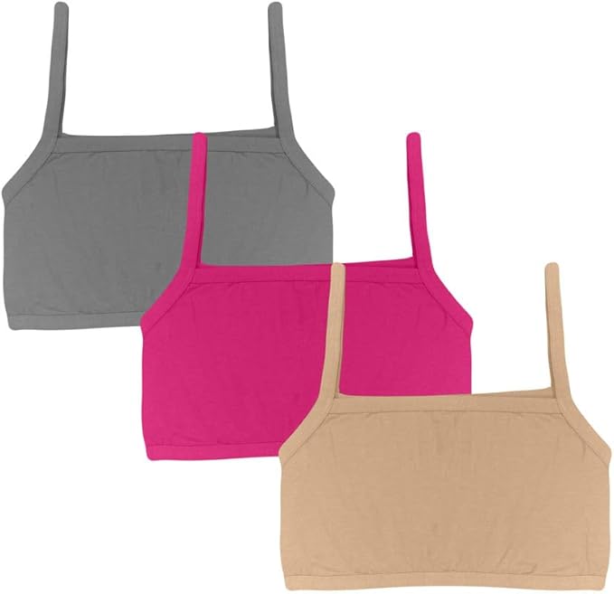 Dressably Teen Solid Beginner Bras,Sports Bras,Teenager Bra for Girls/Kids Half Slip & Croped Camisole Pack of 3