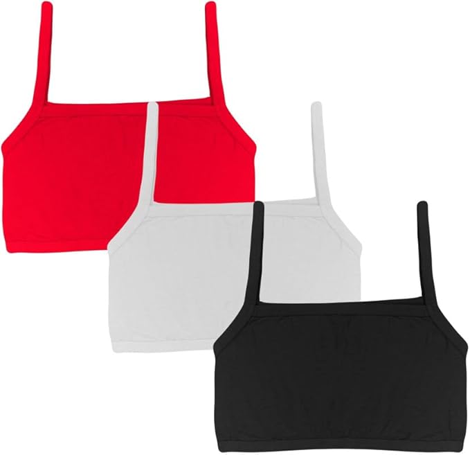 Dressably Teen Solid Beginner Bras,Sports Bras,Teenager Bra for Girls/Kids Half Slip & Croped Camisole Pack of 3