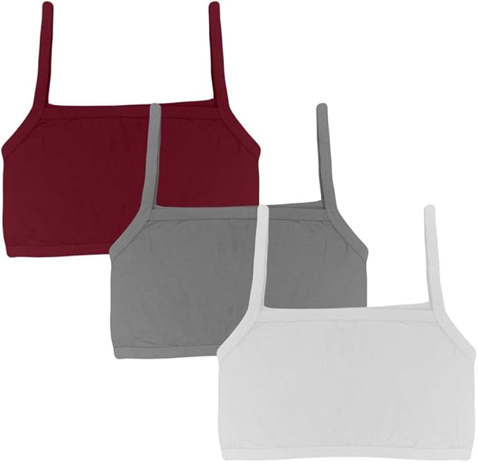 Dressably Teen Solid Beginner Bras,Sports Bras,Teenager Bra for Girls/Kids Half Slip & Croped Camisole Pack of 3