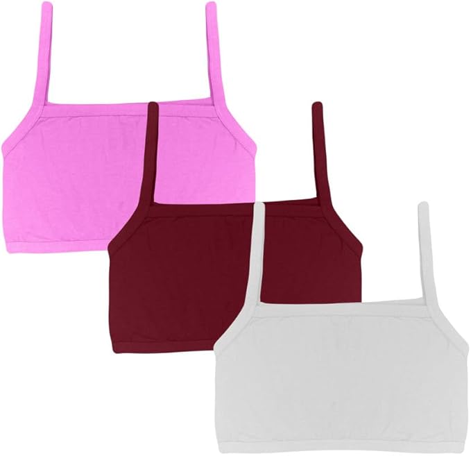 Dressably Teen Solid Beginner Bras,Sports Bras,Teenager Bra for Girls/Kids Half Slip & Croped Camisole Pack of 3