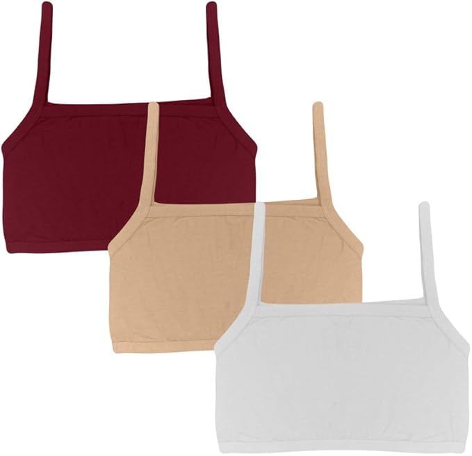 Dressably Teen Solid Beginner Bras,Sports Bras,Teenager Bra for Girls/Kids Half Slip & Croped Camisole Pack of 3