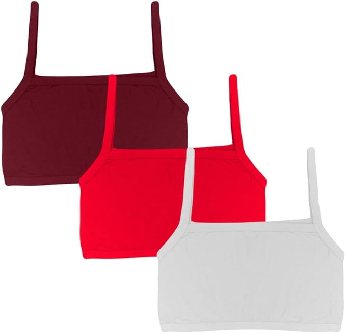 Dressably Teen Solid Beginner Bras,Sports Bras,Teenager Bra for Girls/Kids Half Slip & Croped Camisole Pack of 3