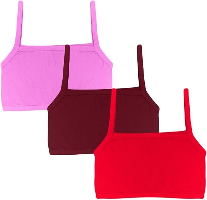 Dressably Teen Solid Beginner Bras,Sports Bras,Teenager Bra for Girls/Kids Half Slip & Croped Camisole Pack of 3