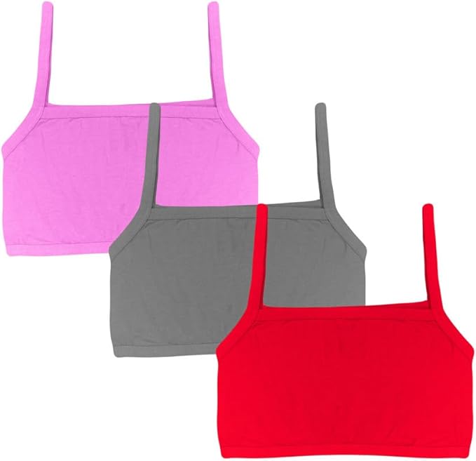 Dressably Teen Solid Beginner Bras,Sports Bras,Teenager Bra for Girls/Kids Half Slip & Croped Camisole Pack of 3