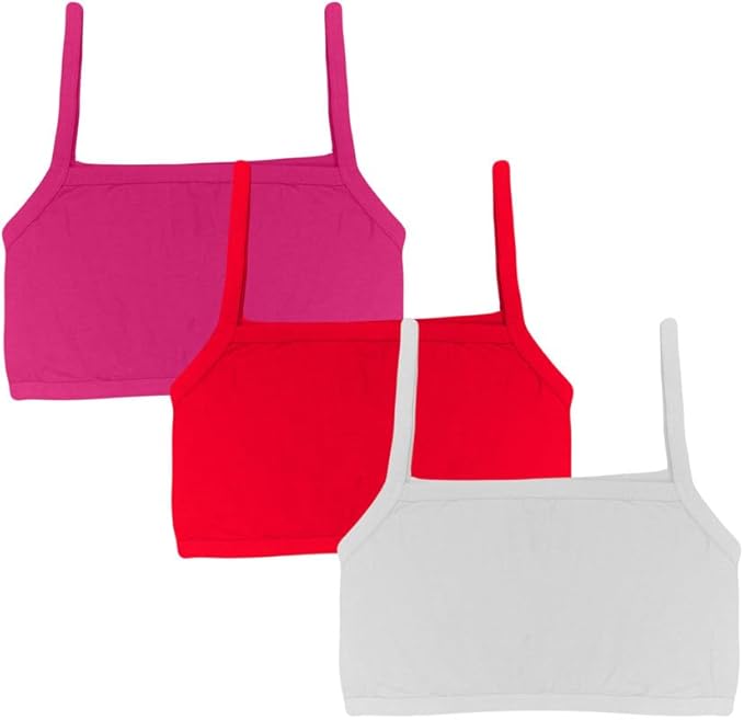 Dressably Teen Solid Beginner Bras,Sports Bras,Teenager Bra for Girls/Kids Half Slip & Croped Camisole Pack of 3