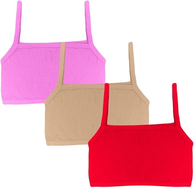 Dressably Teen Solid Beginner Bras,Sports Bras,Teenager Bra for Girls/Kids Half Slip & Croped Camisole Pack of 3