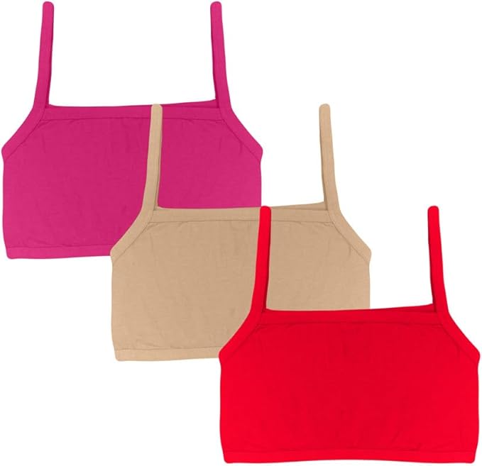 Dressably Teen Solid Beginner Bras,Sports Bras,Teenager Bra for Girls/Kids Half Slip & Croped Camisole Pack of 3