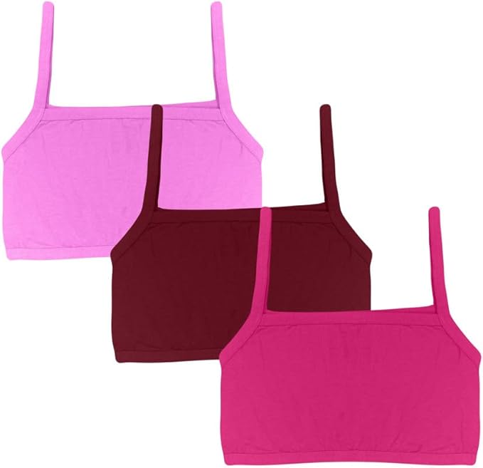 Dressably Teen Solid Beginner Bras,Sports Bras,Teenager Bra for Girls/Kids Half Slip & Croped Camisole Pack of 3