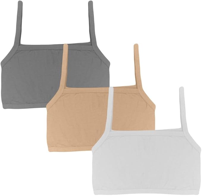 Dressably Teen Solid Beginner Bras,Sports Bras,Teenager Bra for Girls/Kids Half Slip & Croped Camisole Pack of 3