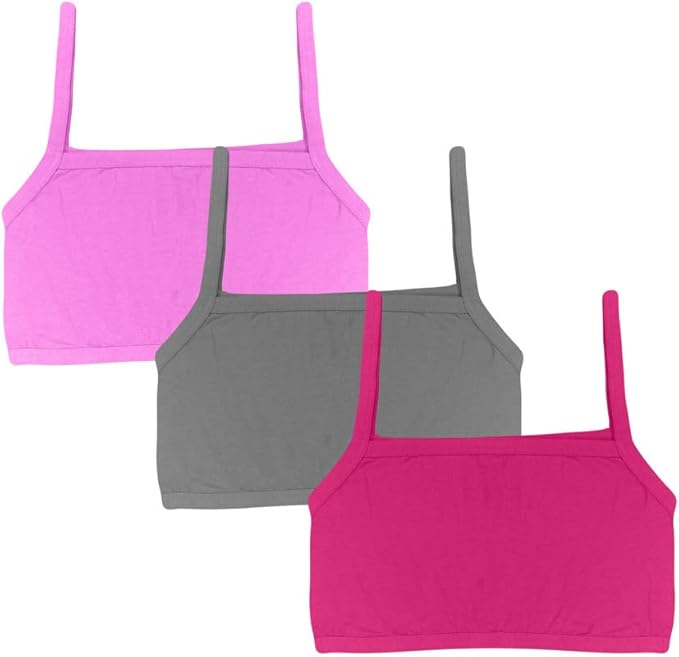 Dressably Teen Solid Beginner Bras,Sports Bras,Teenager Bra for Girls/Kids Half Slip & Croped Camisole Pack of 3