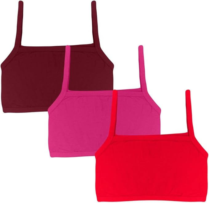 Dressably Teen Solid Beginner Bras,Sports Bras,Teenager Bra for Girls/Kids Half Slip & Croped Camisole Pack of 3