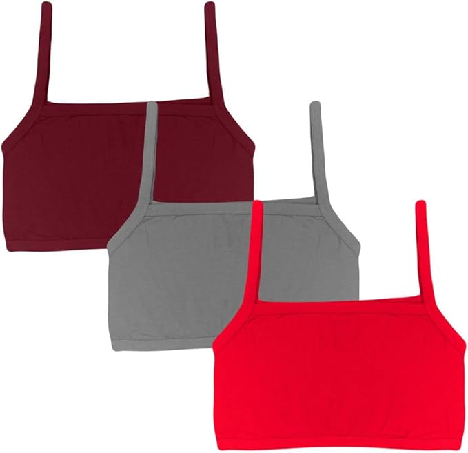 Dressably Teen Solid Beginner Bras,Sports Bras,Teenager Bra for Girls/Kids Half Slip & Croped Camisole Pack of 3