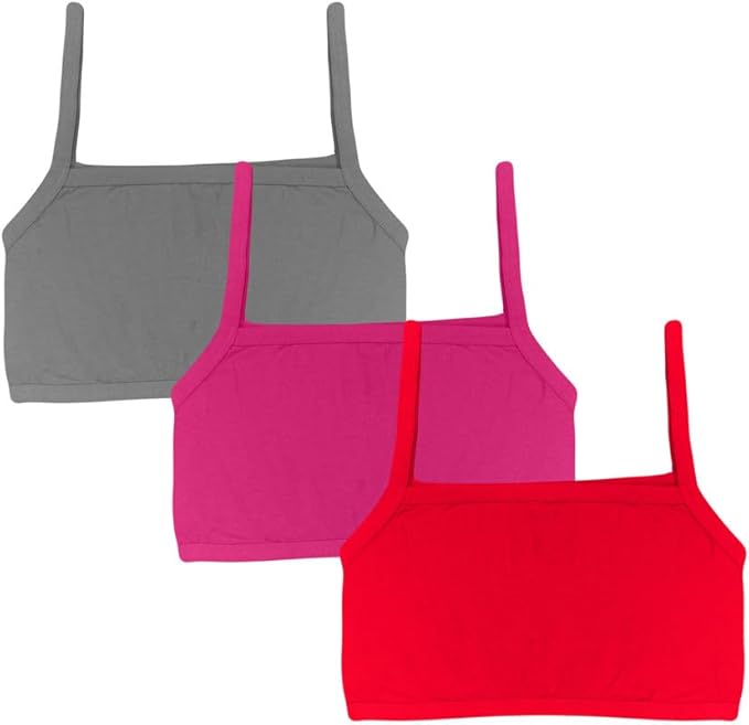 Dressably Teen Solid Beginner Bras,Sports Bras,Teenager Bra for Girls/Kids Half Slip & Croped Camisole Pack of 3