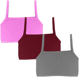 Dressably Teen Solid Beginner Bras,Sports Bras,Teenager Bra for Girls/Kids Half Slip & Croped Camisole Pack of 3