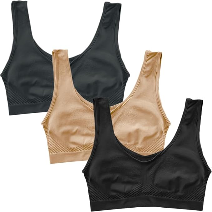 Dressably Pack of 3 Seamless Air Bra: Stretchable, Non-Padded, Non-Wired Sports Bra for Women