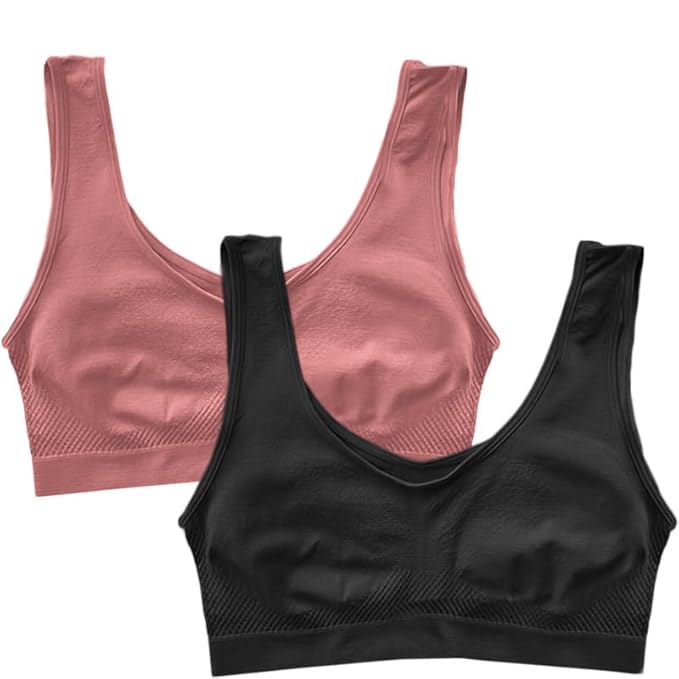 Dressably Pack of 2 Seamless Air Bra: Stretchable, Non-Padded, Non-Wired Sports Bra for Women