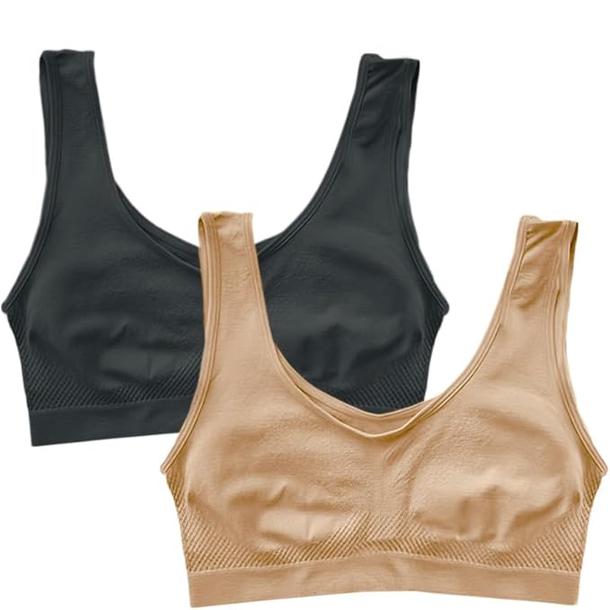 Dressably Pack of 2 Seamless Air Bra: Stretchable, Non-Padded, Non-Wired Sports Bra for Women