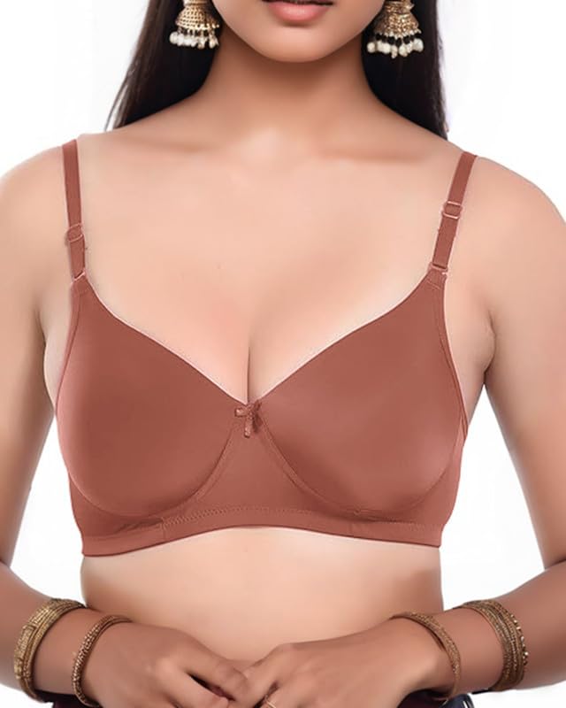 Dressably Full Coverage Seamless Soft Comfort Padded Bra,Non-Wired T-Shirt Bra for Women and Girls.