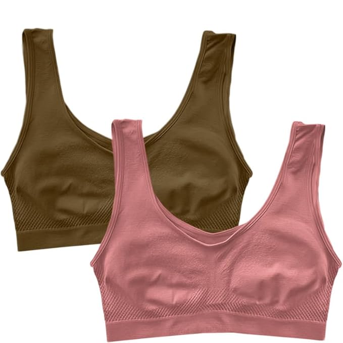 Dressably Pack of 2 Seamless Air Bra: Stretchable, Non-Padded, Non-Wired Sports Bra for Women