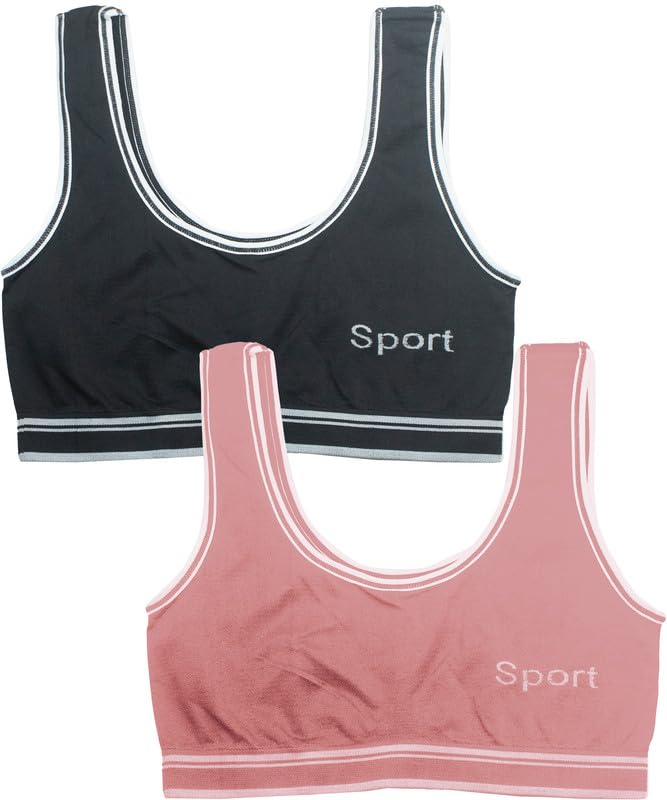 Dressably Pack of 2 Seamless Air Bra: Stretchable, Non-Padded, Non-Wired Sports Bra for Women