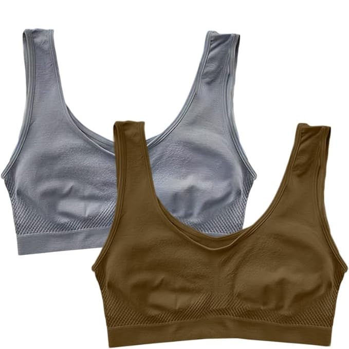 Dressably Pack of 2 Seamless Air Bra: Stretchable, Non-Padded, Non-Wired Sports Bra for Women