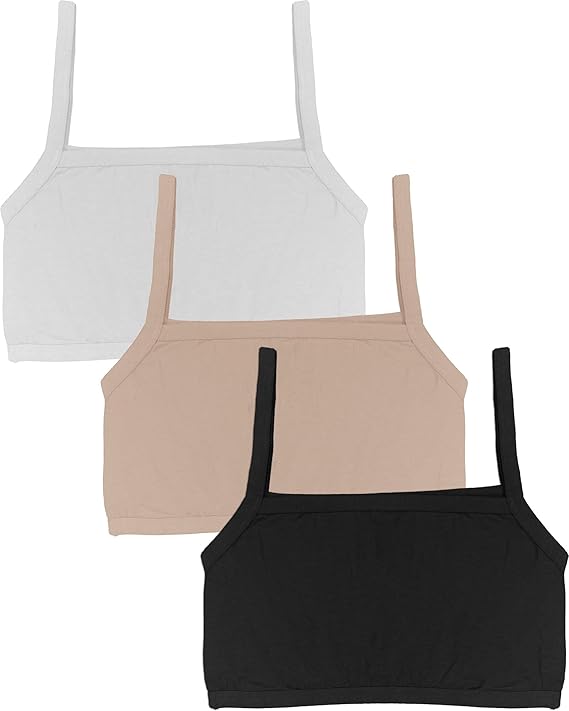 Dressably Teen Solid Beginner Bras,Sports Bras,Teenager Bra for Girls/Kids Half Slip & Croped Camisole Pack of 3