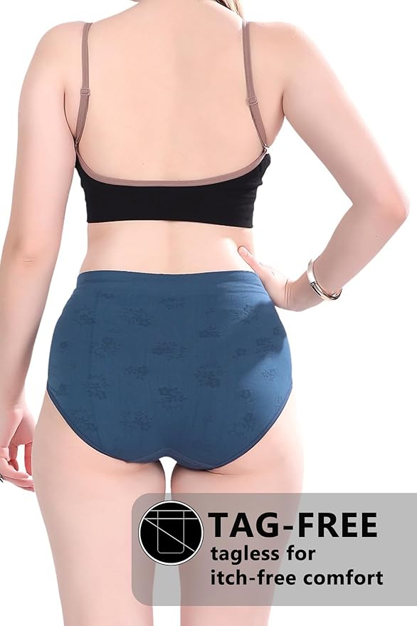 Dressably Pack of 2 Women's Cotton Spandex High Waist Full Coverage Hipster Panty Everyday Briefs, Free Size