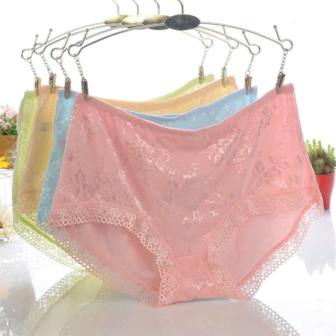 Dressably Women Girls Full Coverage Lace Hipster Panty Underwear Briefs (Pack of 3)