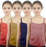 Dressably Cotton Long Slip & Camisole for Girls,Combo Pack of 4