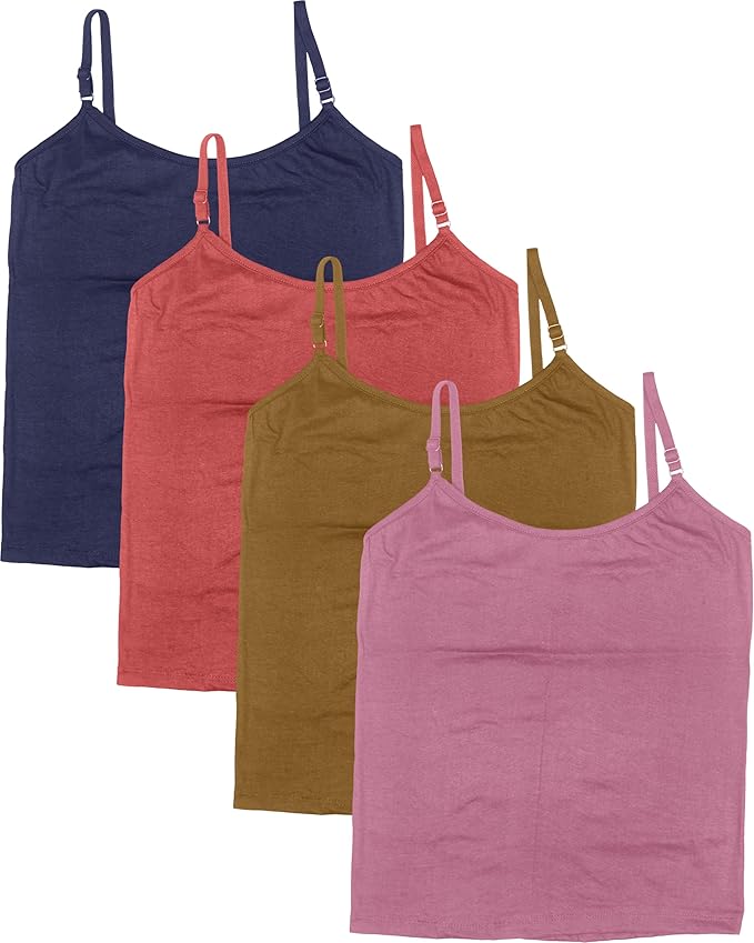 Dressably Cotton Long Slip & Camisole for Girls,Combo Pack of 4