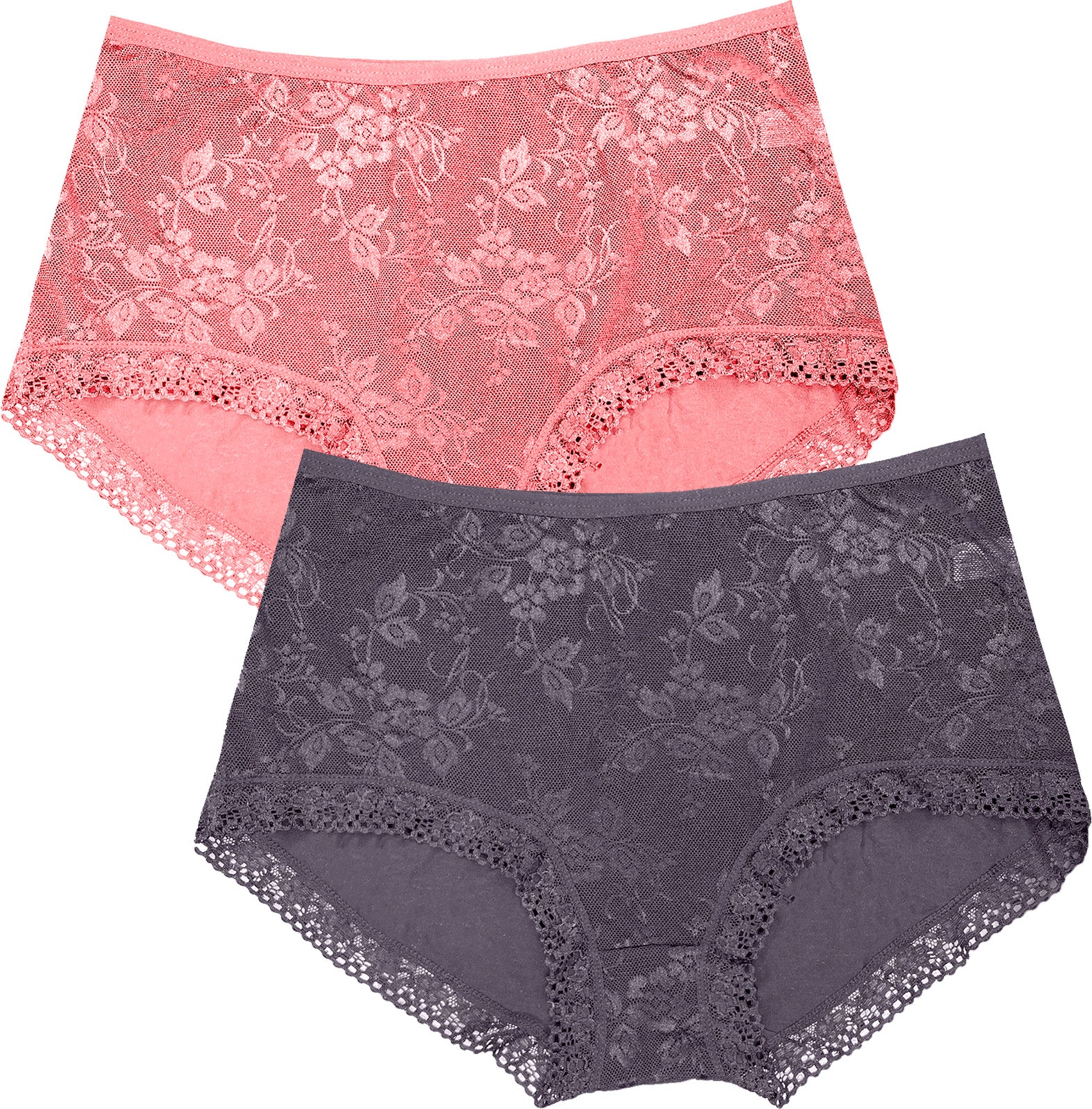 Dressably Women Girls Full Coverage Lace Hipster Panty Underwear Briefs (Pack of 2)