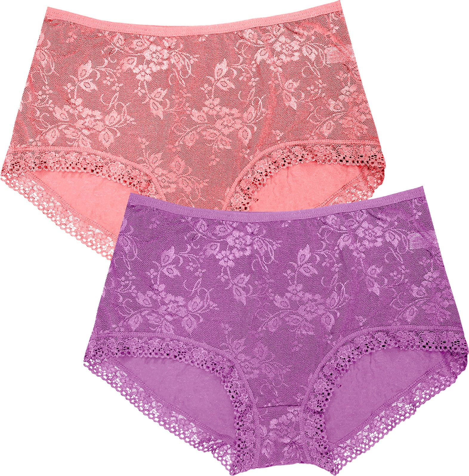 Dressably Women Girls Full Coverage Lace Hipster Panty Underwear Briefs (Pack of 2)