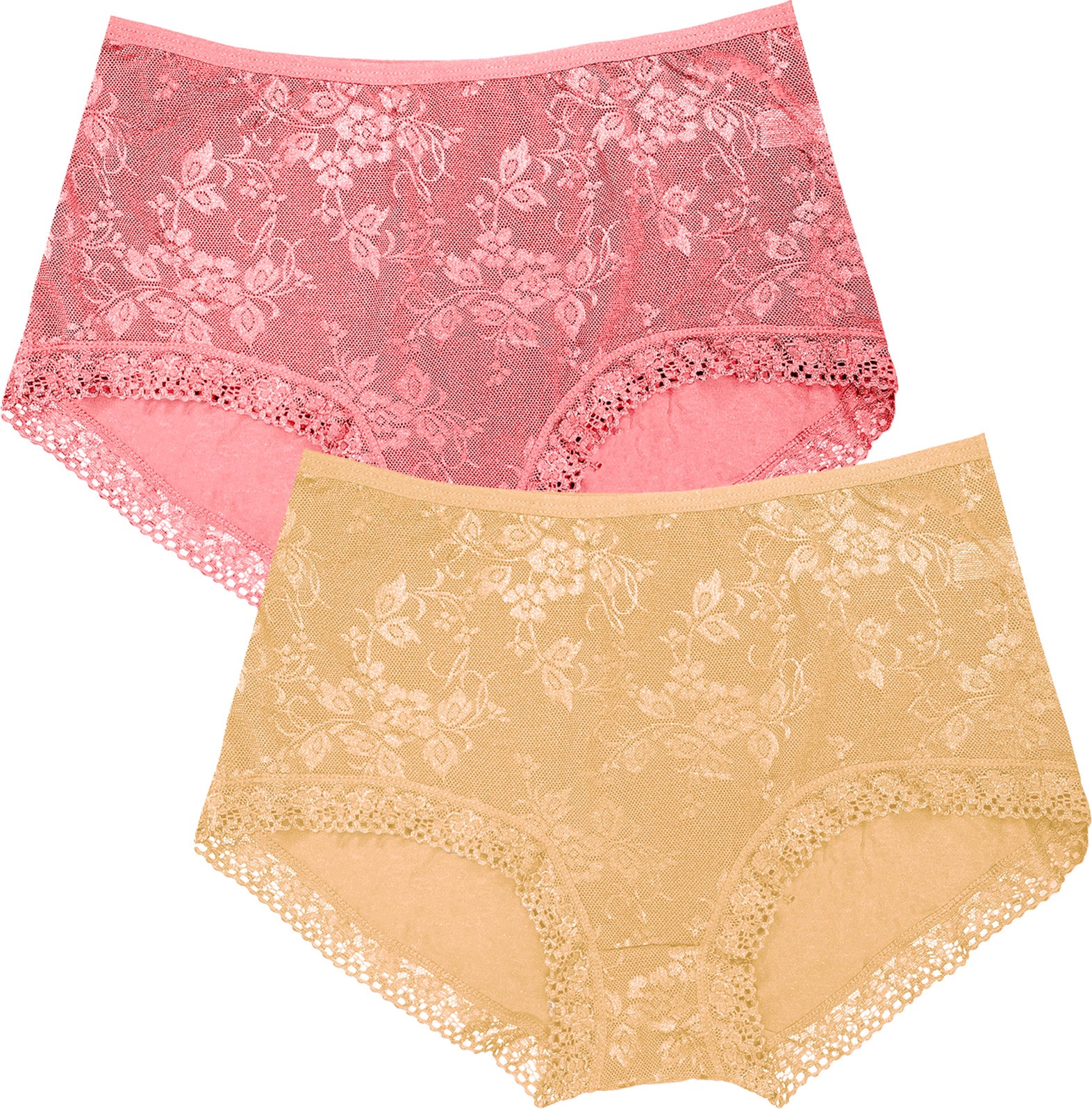 Dressably Women Girls Full Coverage Lace Hipster Panty Underwear Briefs (Pack of 2)