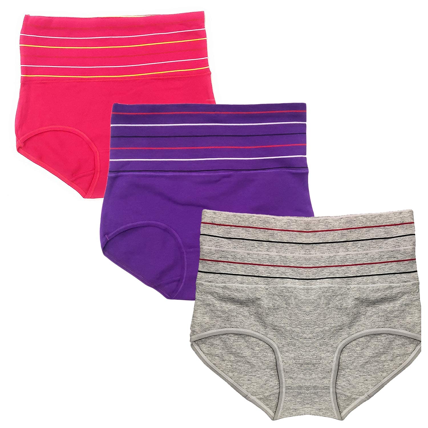 DRESSABLY Women's Multicolor Cotton High Waist Tummy Control Pack of 3