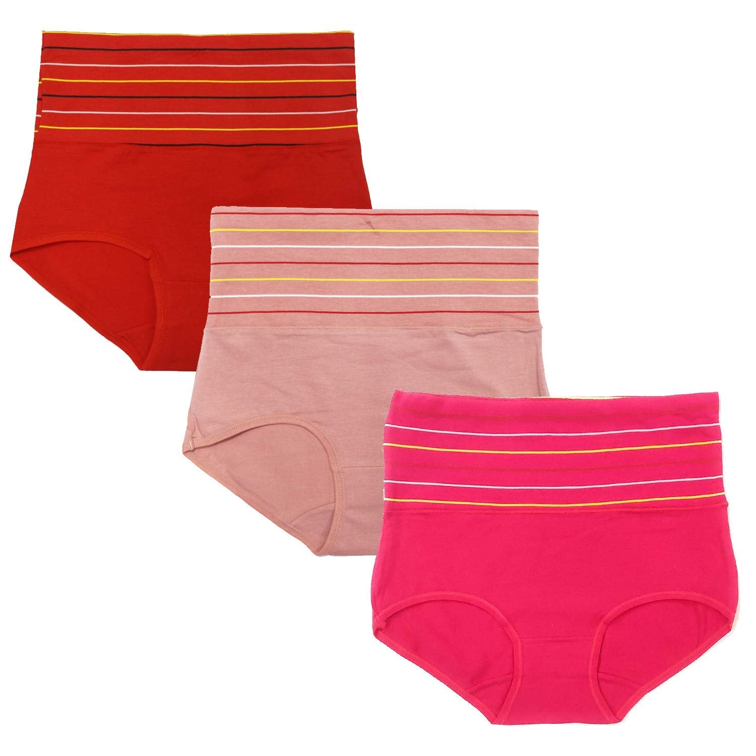 DRESSABLY Women's Multicolor Cotton High Waist Tummy Control Pack of 3