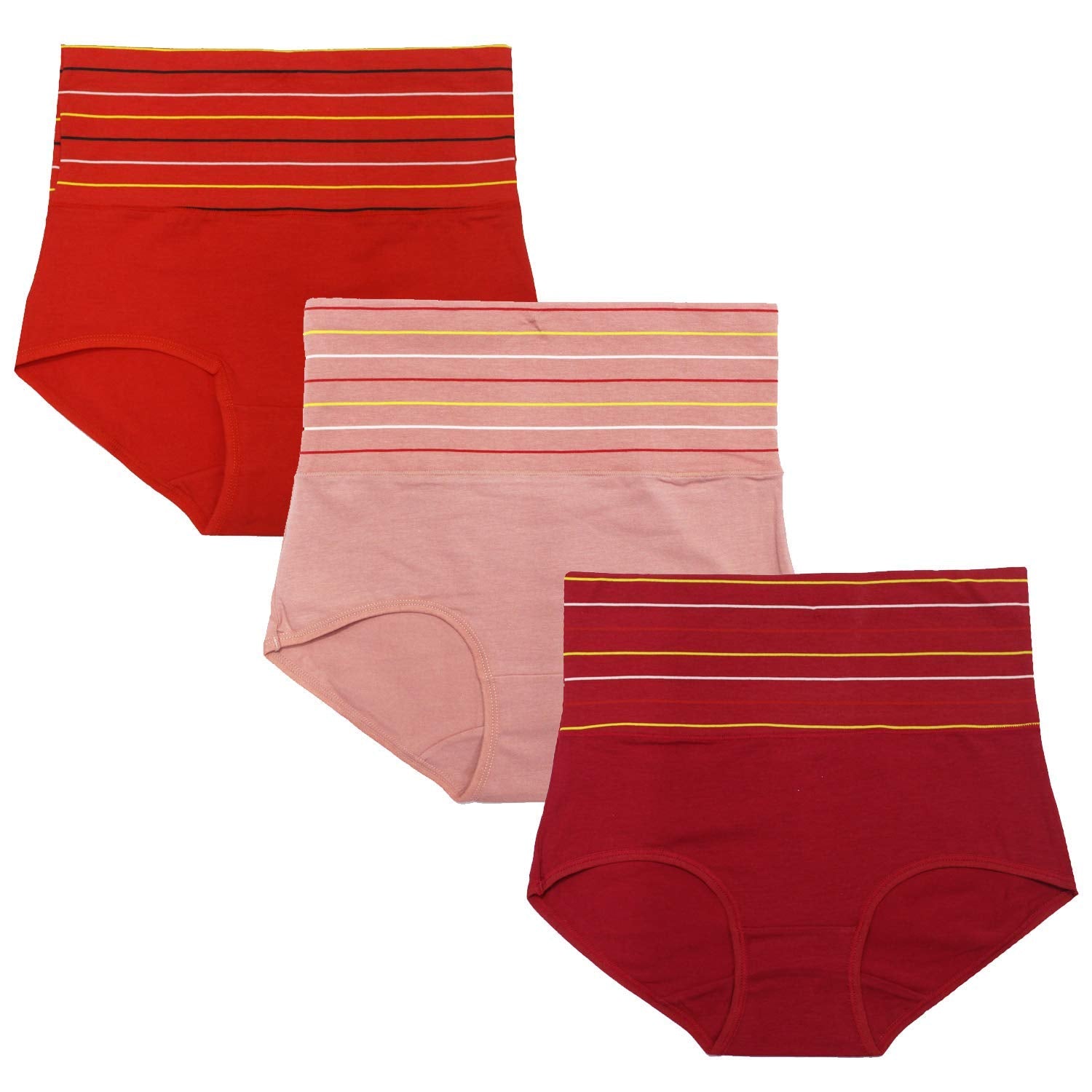 DRESSABLY Women's Multicolor Cotton High Waist Tummy Control Pack of 3