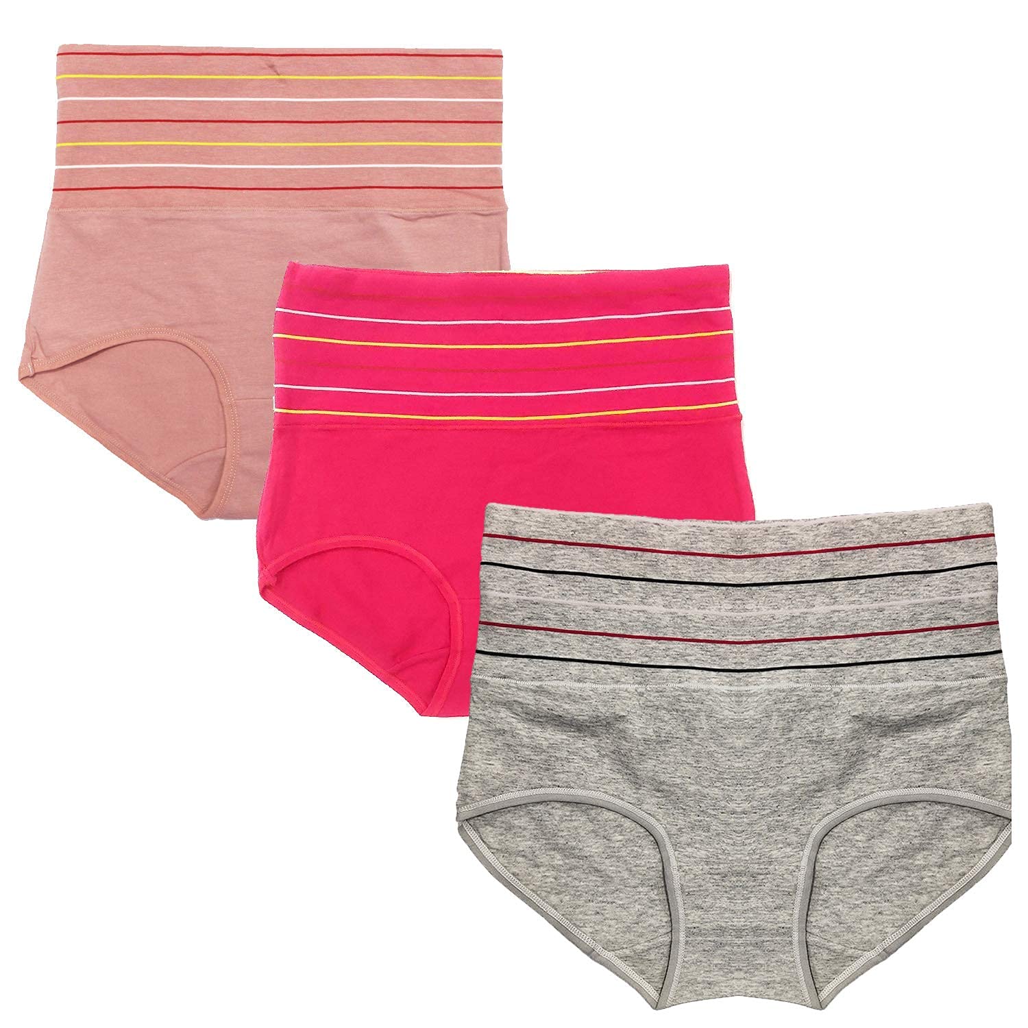 DRESSABLY Women's Multicolor Cotton High Waist Tummy Control Pack of 3