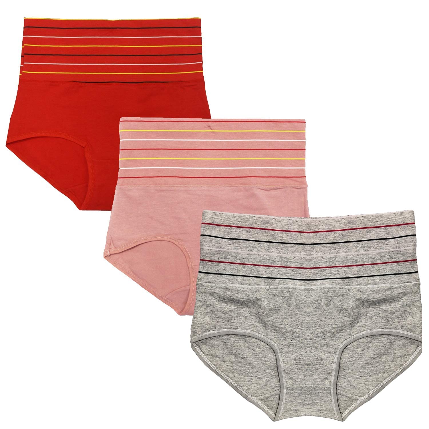 DRESSABLY Women's Multicolor Cotton High Waist Tummy Control Pack of 3