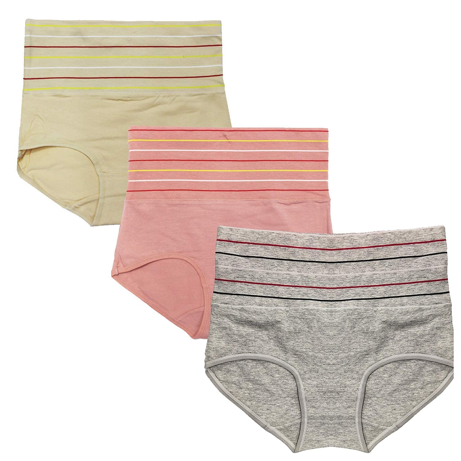 DRESSABLY Women's Multicolor Cotton High Waist Tummy Control Pack of 3