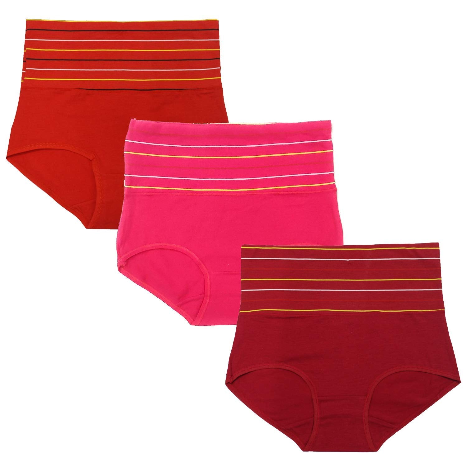 DRESSABLY Women's Multicolor Cotton High Waist Tummy Control Pack of 3