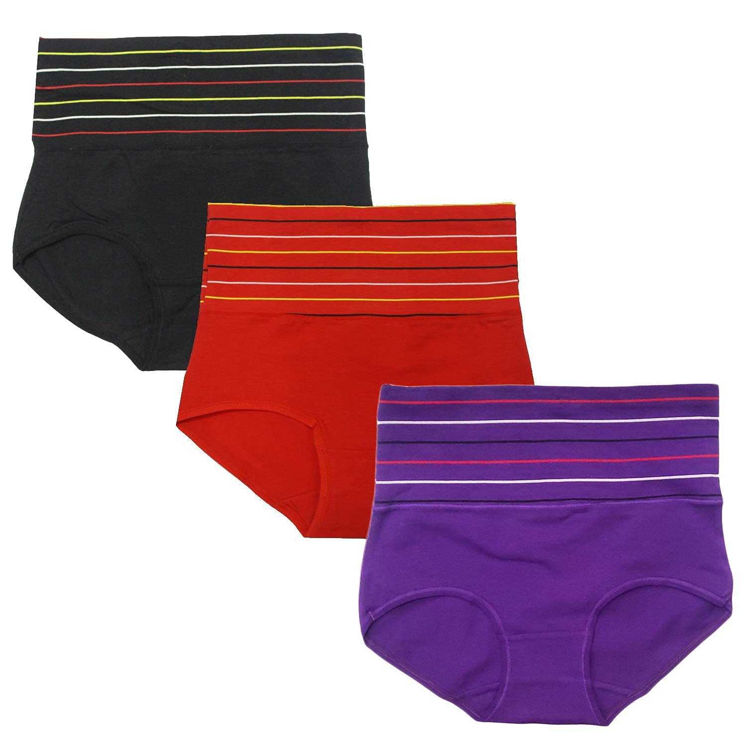 DRESSABLY Women's Multicolor Cotton High Waist Tummy Control Pack of 3