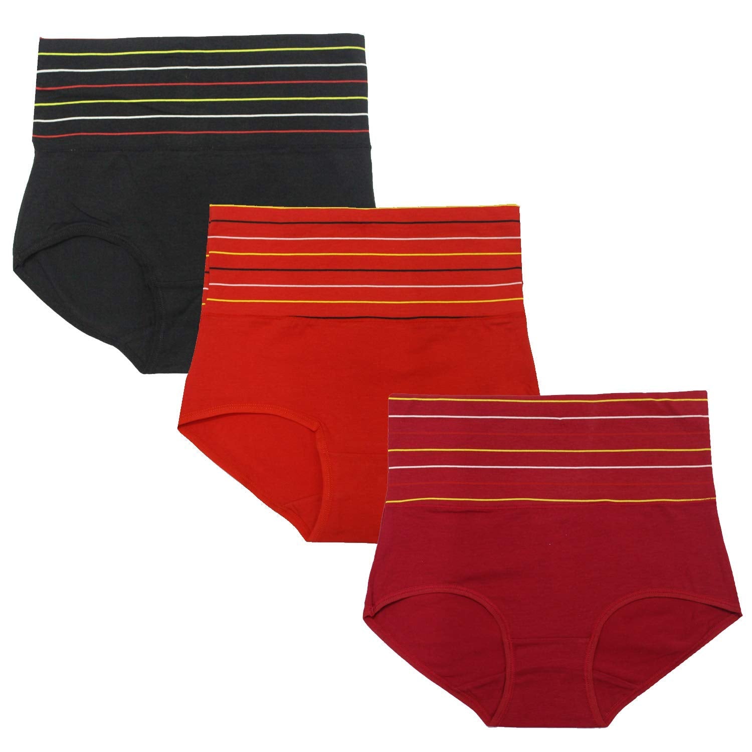 DRESSABLY Women's Multicolor Cotton High Waist Tummy Control Pack of 3