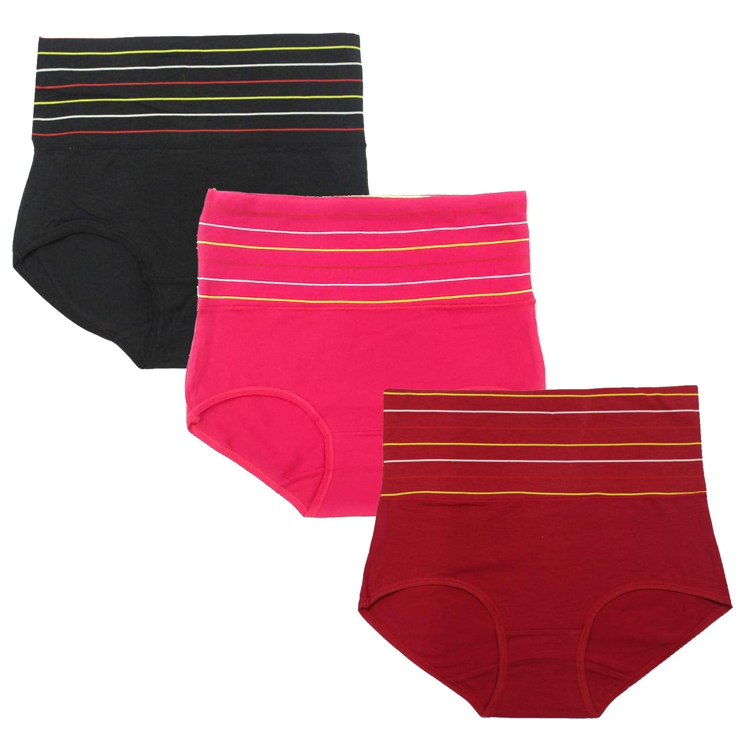 DRESSABLY Women's Multicolor Cotton High Waist Tummy Control Pack of 3