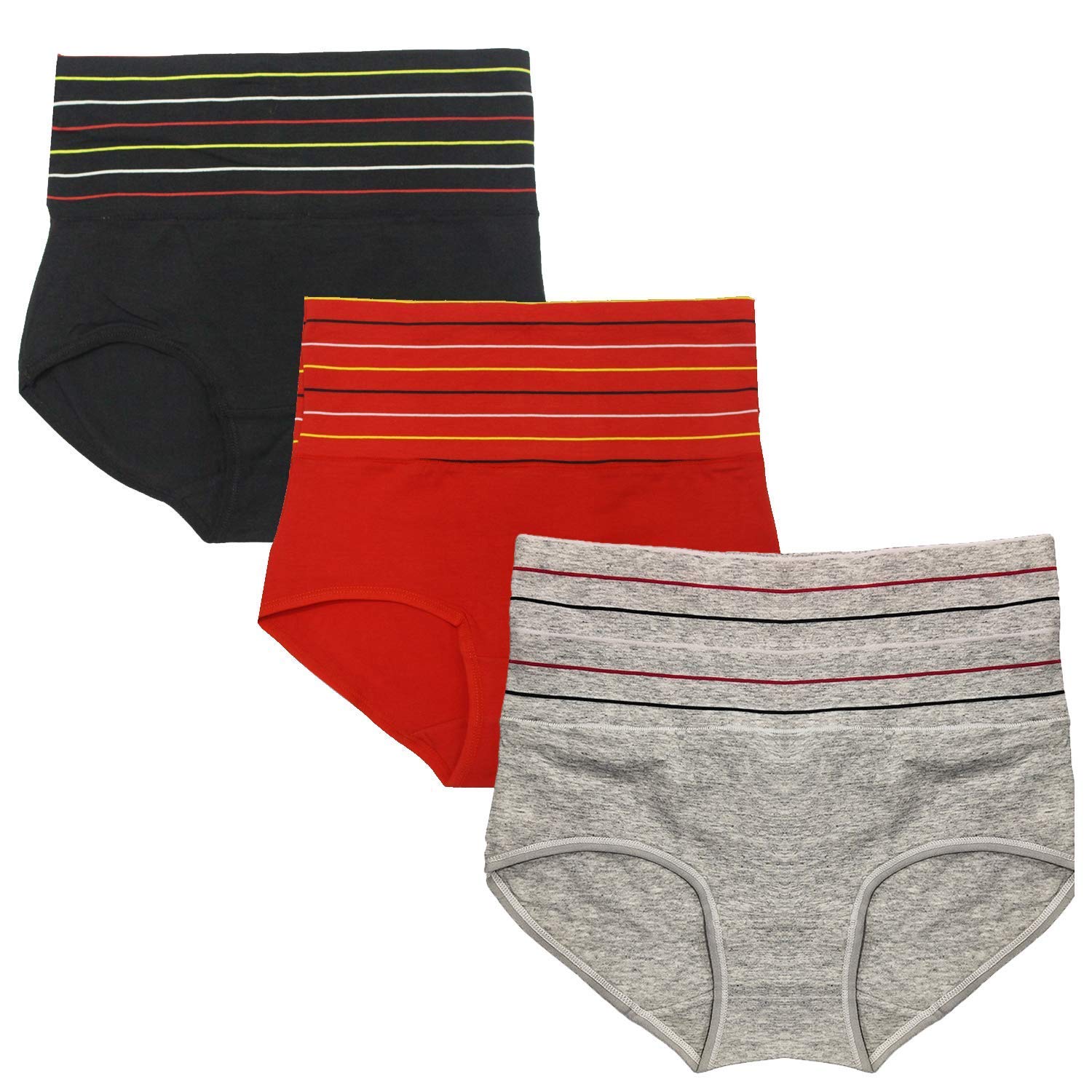 DRESSABLY Women's Multicolor Cotton High Waist Tummy Control Pack of 3