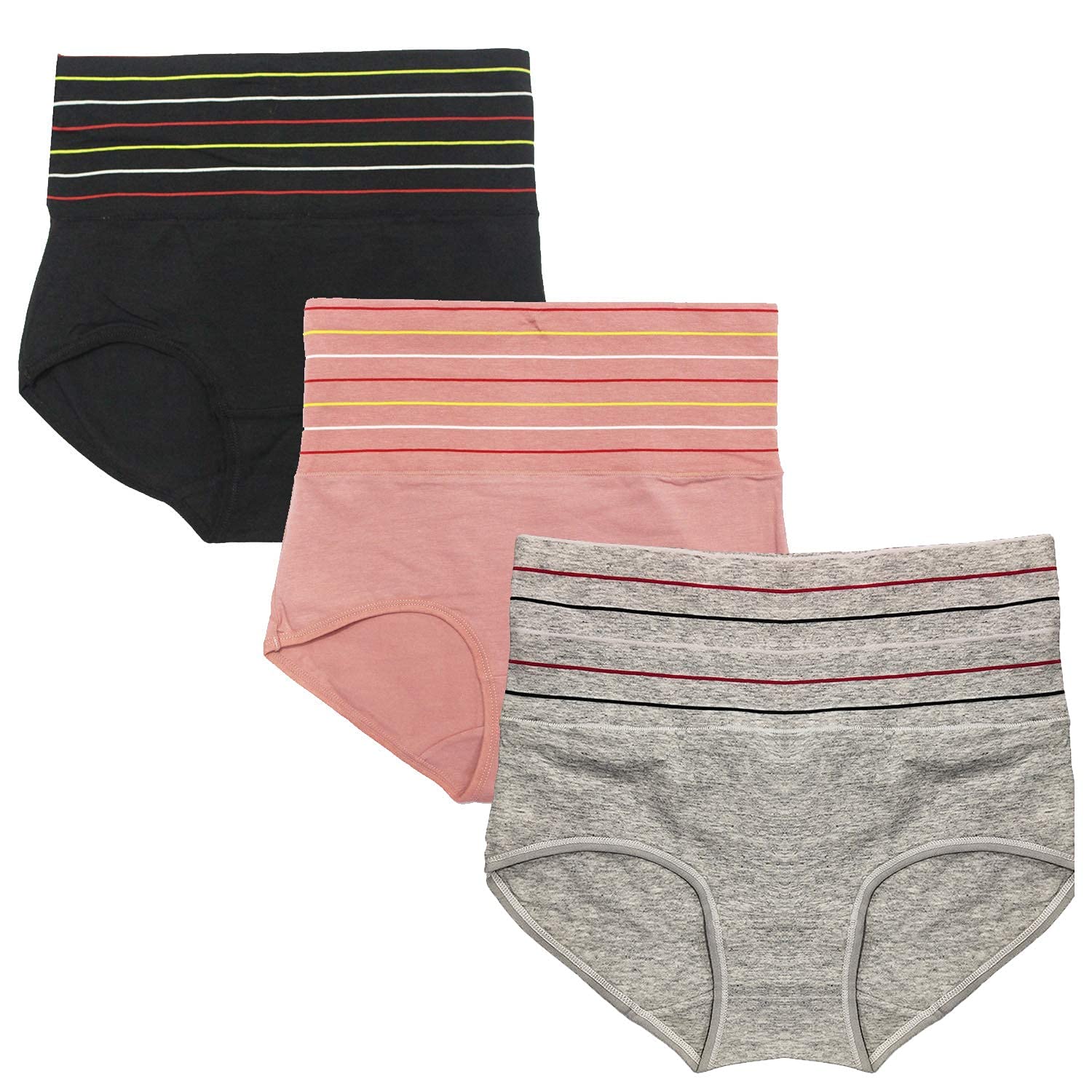 DRESSABLY Women's Multicolor Cotton High Waist Tummy Control Pack of 3